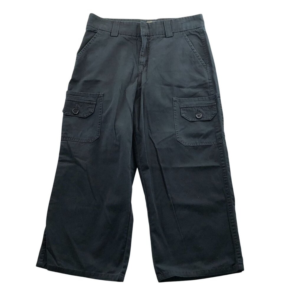 NWT Lee Womens Cargo Pants Size 12 M Black Cotton Wide Leg Capri Casual Travel